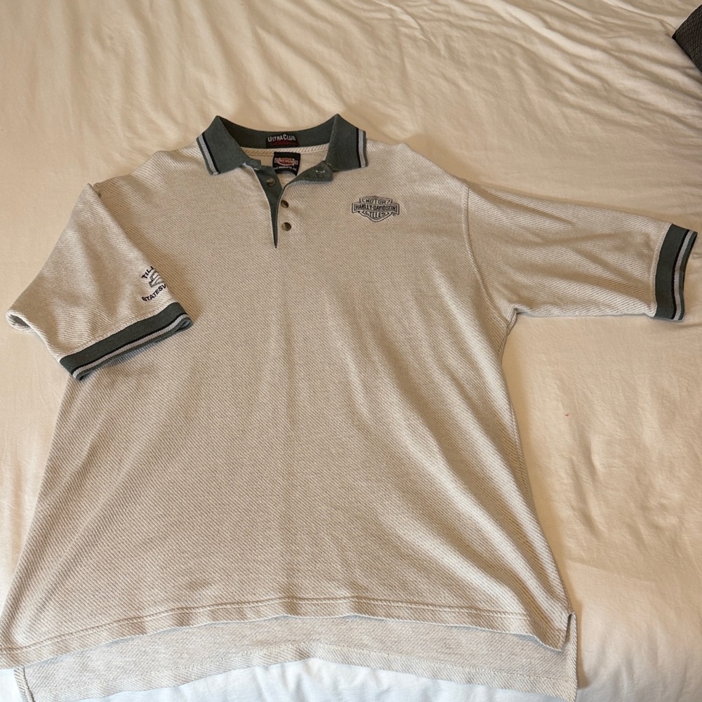 Vintage Harley-Davidson Gray Polo Shirt for Men